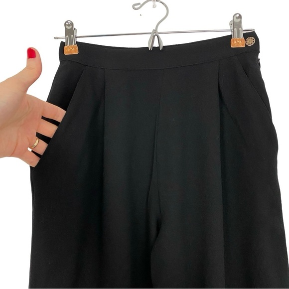 Fendi Black Trouser Dress Pants Women XS Vintage 80s 90s Slacks Wide Leg Tapered - Picture 3 of 11
